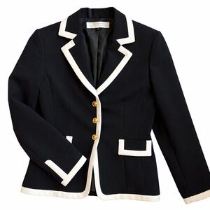 Tahari Black Blazer with White Trim